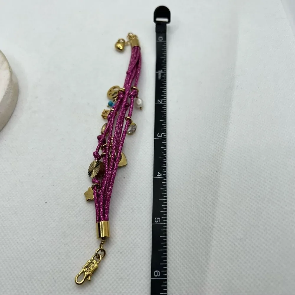 🍭4/$20 Girl’s purple glitter cord gold charm bracelet
